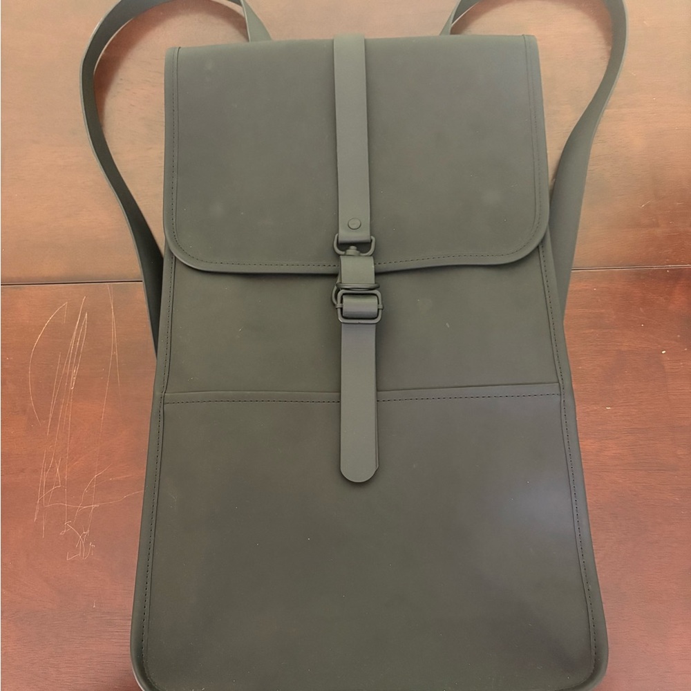 Rains Black Backpack Minimalist Design